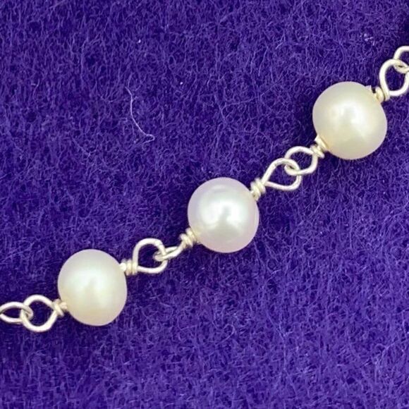 Bracelet with charm, sterling 925 silver, real pearls, NWOT, infinity charm - Picture 6 of 15
